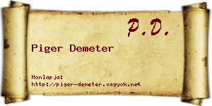 Piger Demeter névjegykártya